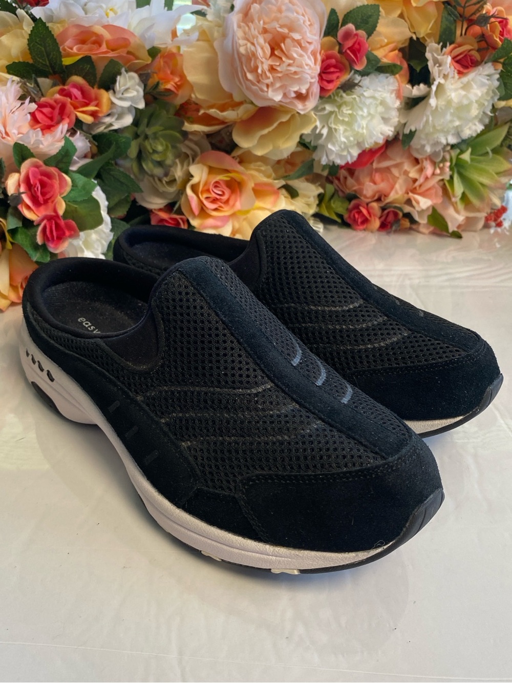 Easy Spirit Mesh Slip-On Comfort Mule Clogs Black Wide 7.5WW